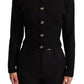 Black Button Embellished Cardigan Sweater