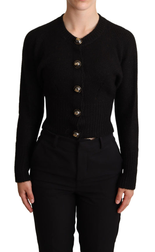 Black Button Embellished Cardigan Sweater