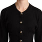 Black Button Embellished Cardigan Sweater