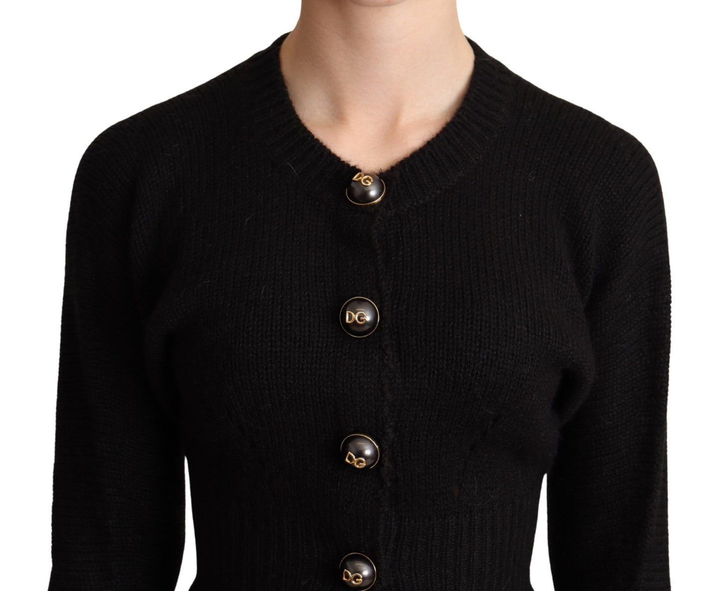 Black Button Embellished Cardigan Sweater