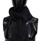 Chic Unisex Black Wool Scarf with Logo Embroidery