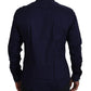 Elegant Dark Blue Cotton Blend Dress Shirt
