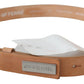 Brown Leather Slim Silver Logo Buckle Belt