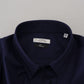 Elegant Dark Blue Cotton Blend Dress Shirt