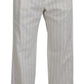 White Cotton Striped Formal Pants