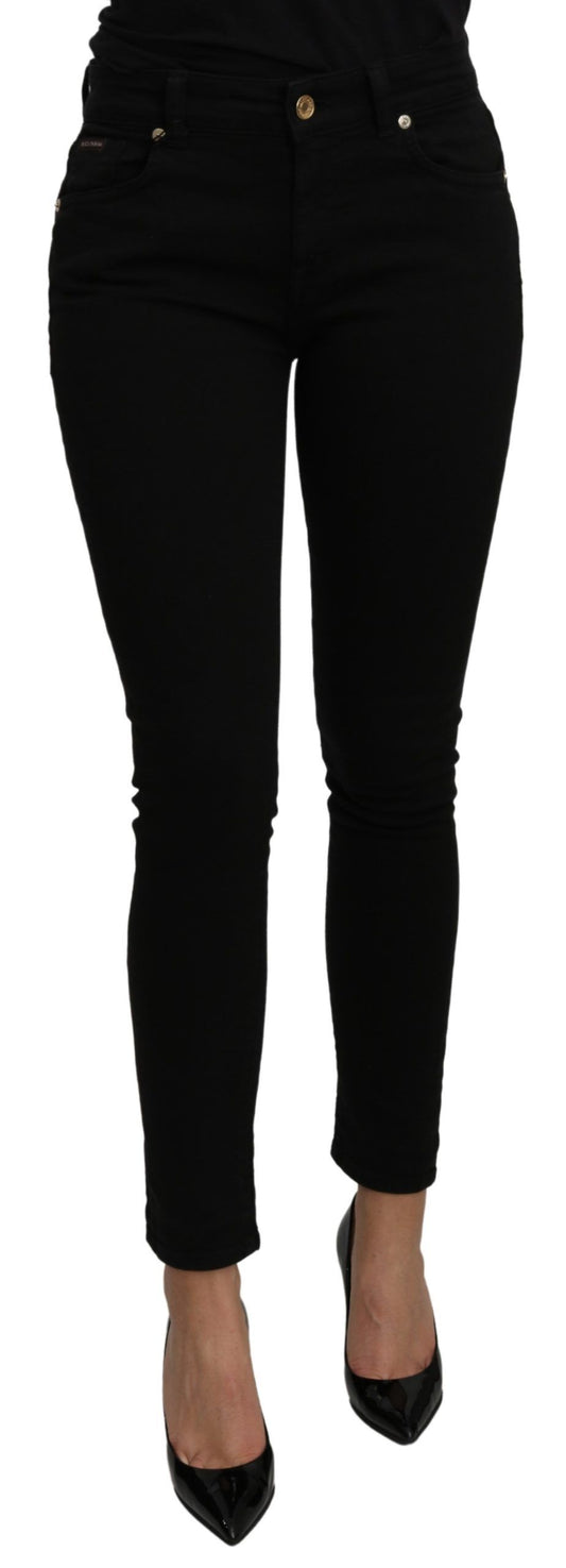 Elegant Slim Fit Cropped Black Jeans