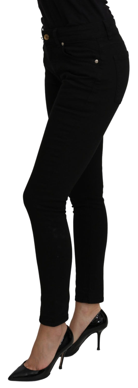 Elegant Slim Fit Cropped Black Jeans