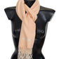 Elegant Peach Wool Scarf with Embroidered Logo