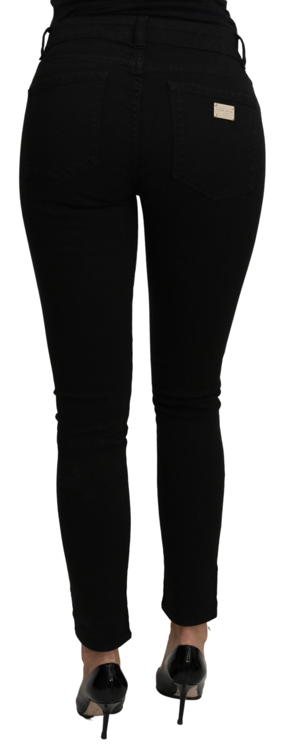 Elegant Slim Fit Cropped Black Jeans