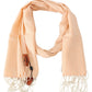 Elegant Peach Wool Scarf with Embroidered Logo