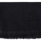 Chic Unisex Black Wool Scarf with Logo Embroidery