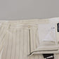 White Cotton Striped Formal Pants