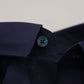 Elegant Dark Blue Cotton Blend Dress Shirt
