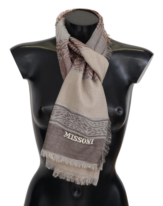 Elegant Wool Scarf with Signature Pattern