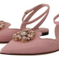 Champagne Pink Crystal Slingback Flats
