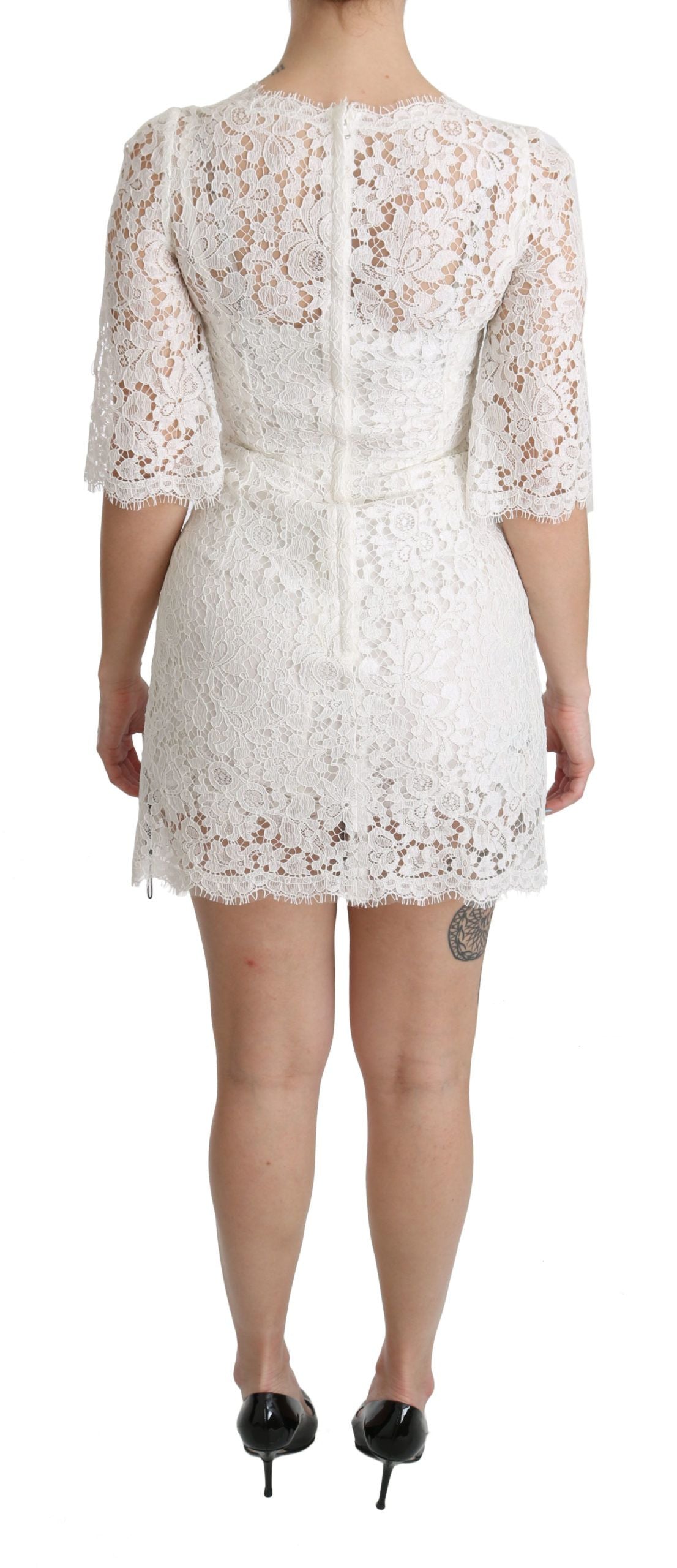 Elegant Floral Lace V-Neck Mini Dress