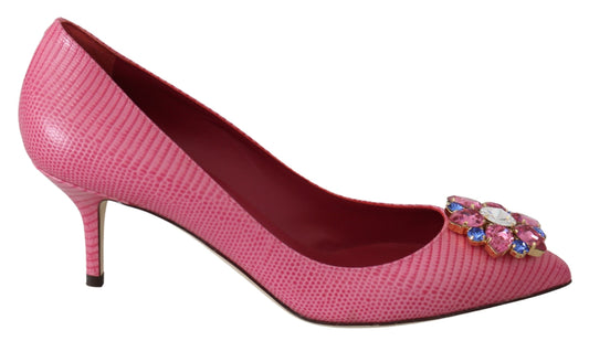 Elegant Pink Iguana Leather Pumps