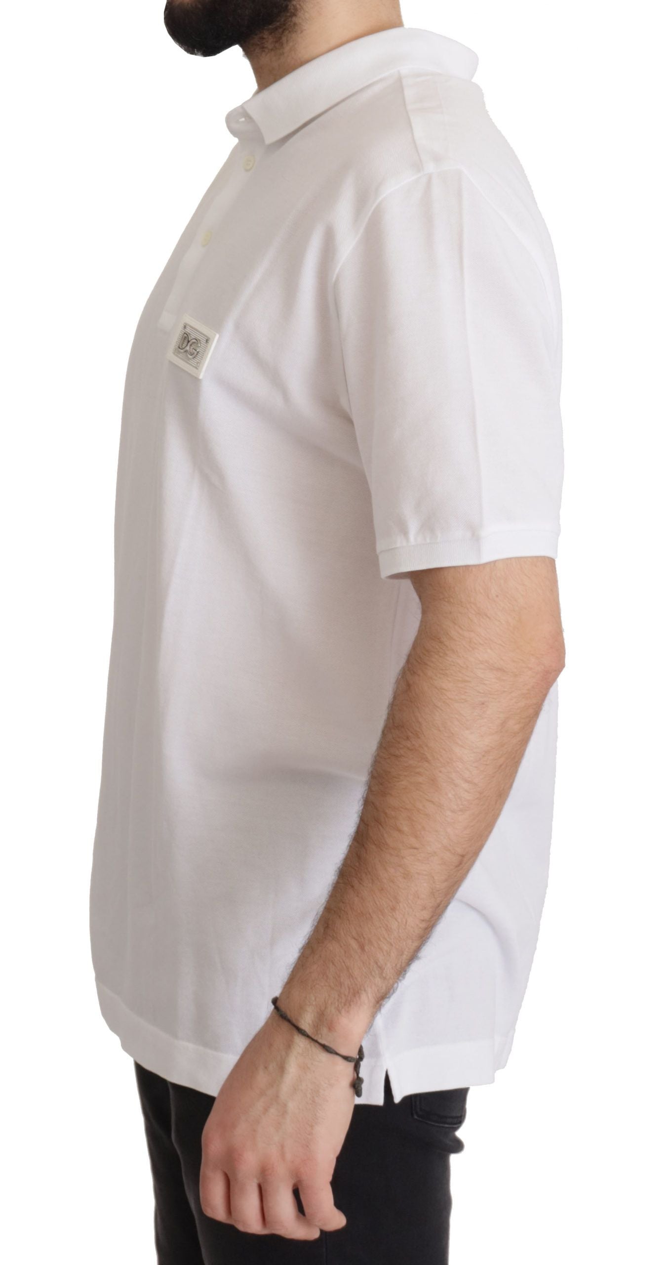 Elegant White Cotton Polo T-Shirt