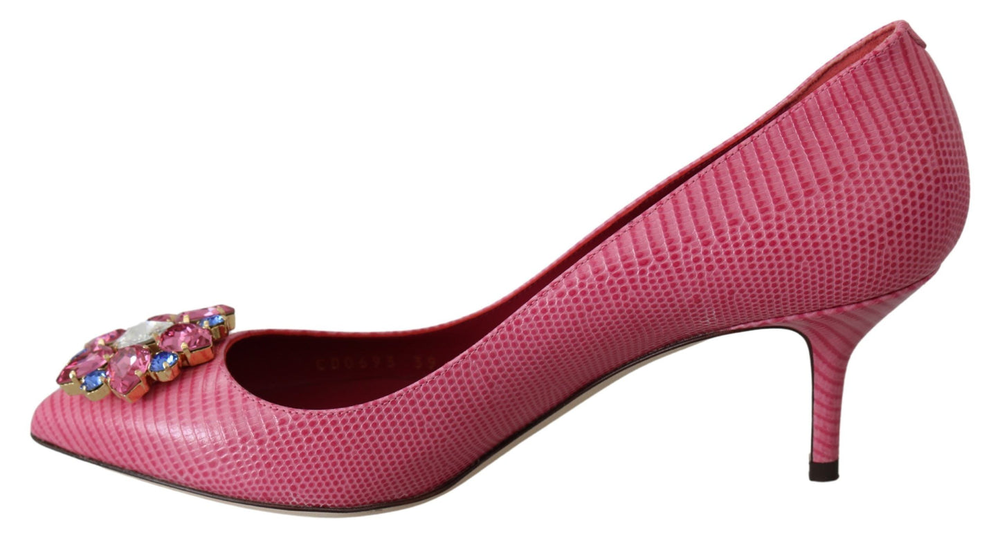 Elegant Pink Iguana Leather Pumps