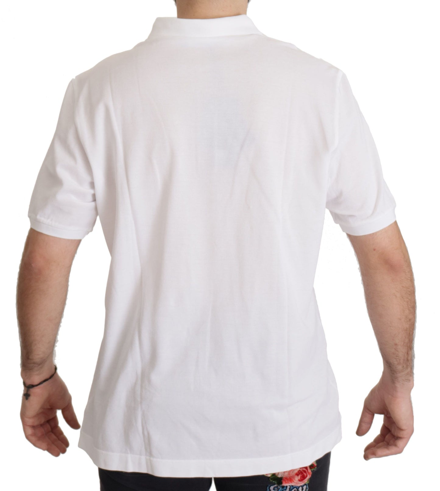 Elegant White Cotton Polo T-Shirt