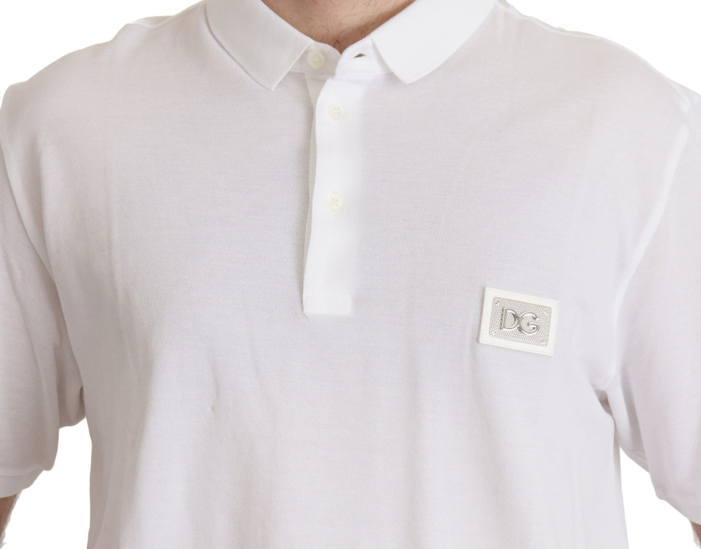 Elegant White Cotton Polo T-Shirt