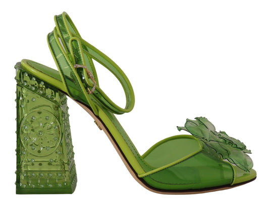 Enchanting Green Crystal Embellished Sandals