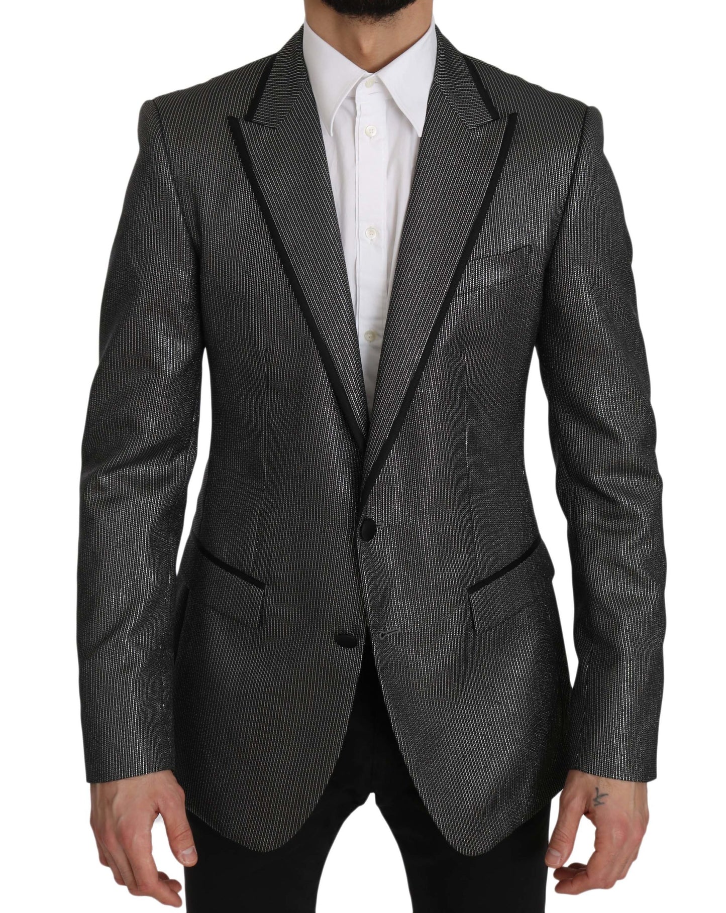 Sleek Martini Gray Striped Men's Blazer