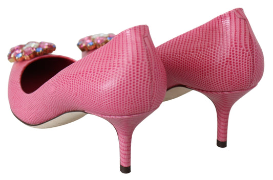 Elegant Pink Iguana Leather Pumps