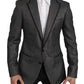 Sleek Martini Gray Striped Men's Blazer
