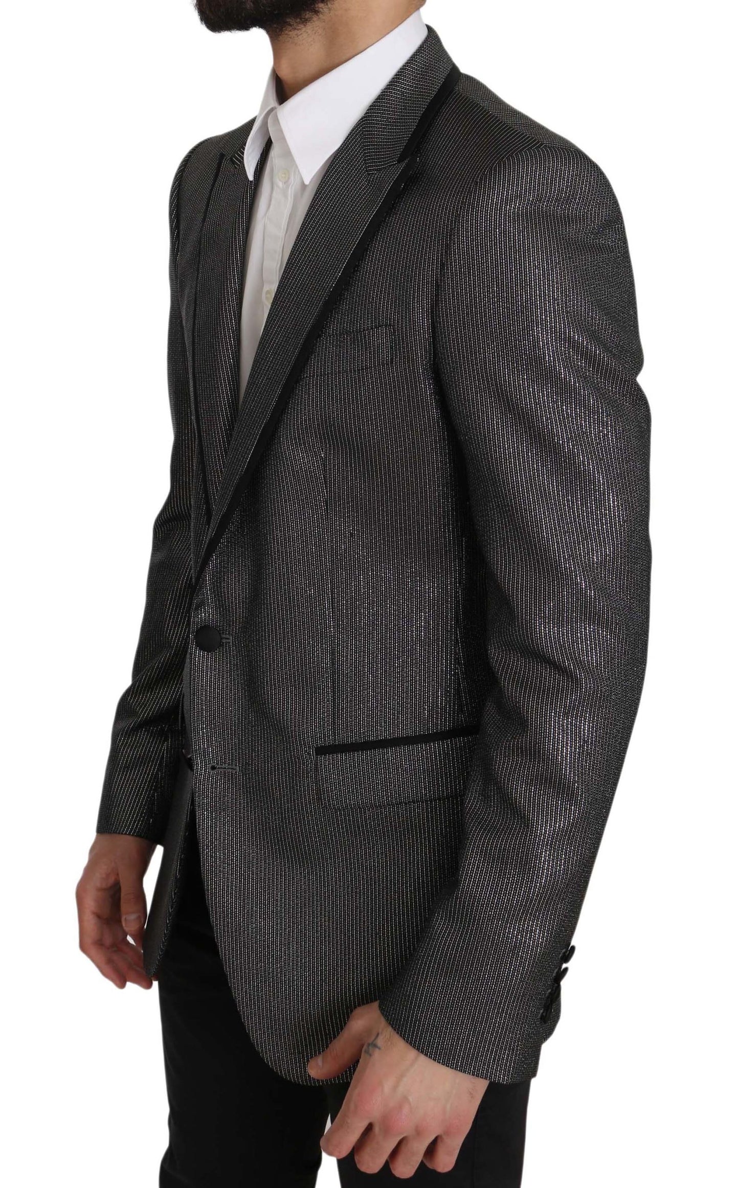 Sleek Martini Gray Striped Men's Blazer