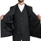Elegant Black Striped Three-Piece Suit