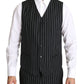 Elegant Black Striped Three-Piece Suit