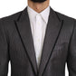 Sleek Martini Gray Striped Men's Blazer