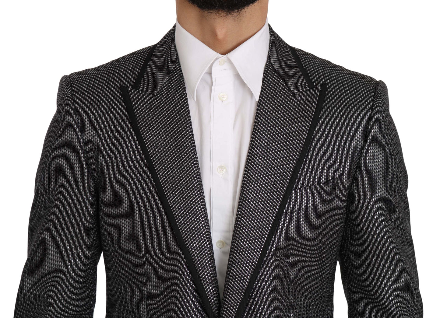 Sleek Martini Gray Striped Men's Blazer