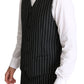 Elegant Black Striped Three-Piece Suit