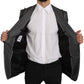Sleek Martini Gray Striped Men's Blazer