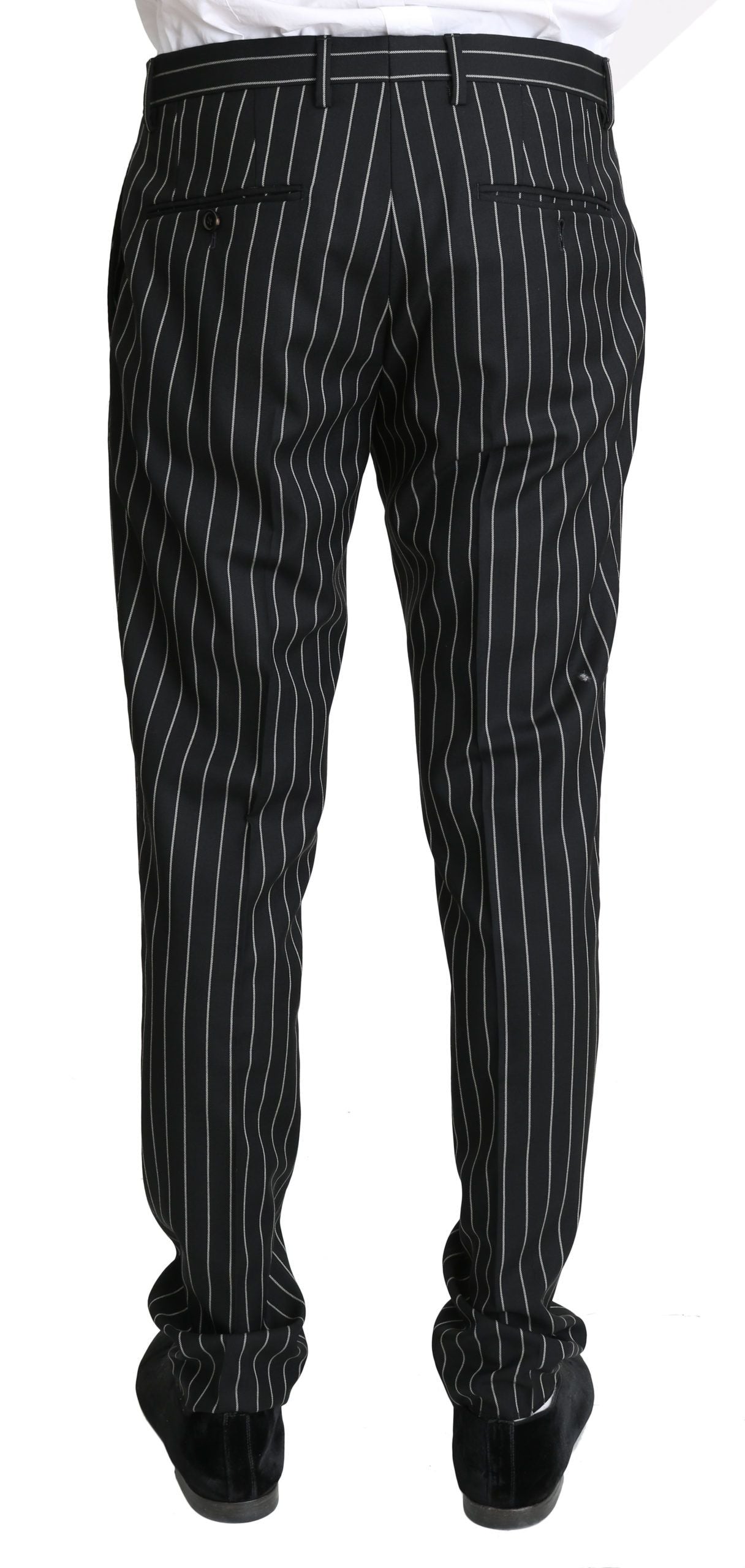 Elegant Black Striped Three-Piece Suit