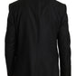 Elegant Gray Virgin Wool Formal Blazer