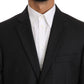 Elegant Gray Virgin Wool Formal Blazer