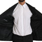 Elegant Gray Virgin Wool Formal Blazer