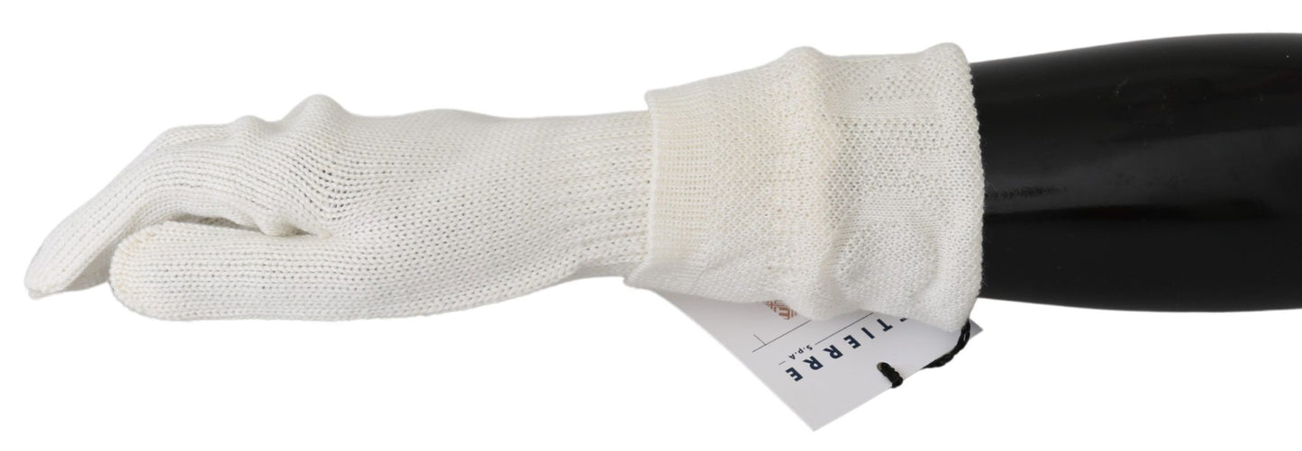 Elegant White Knitted Gloves