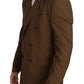Elegant Brown Wool-Silk Blend Blazer