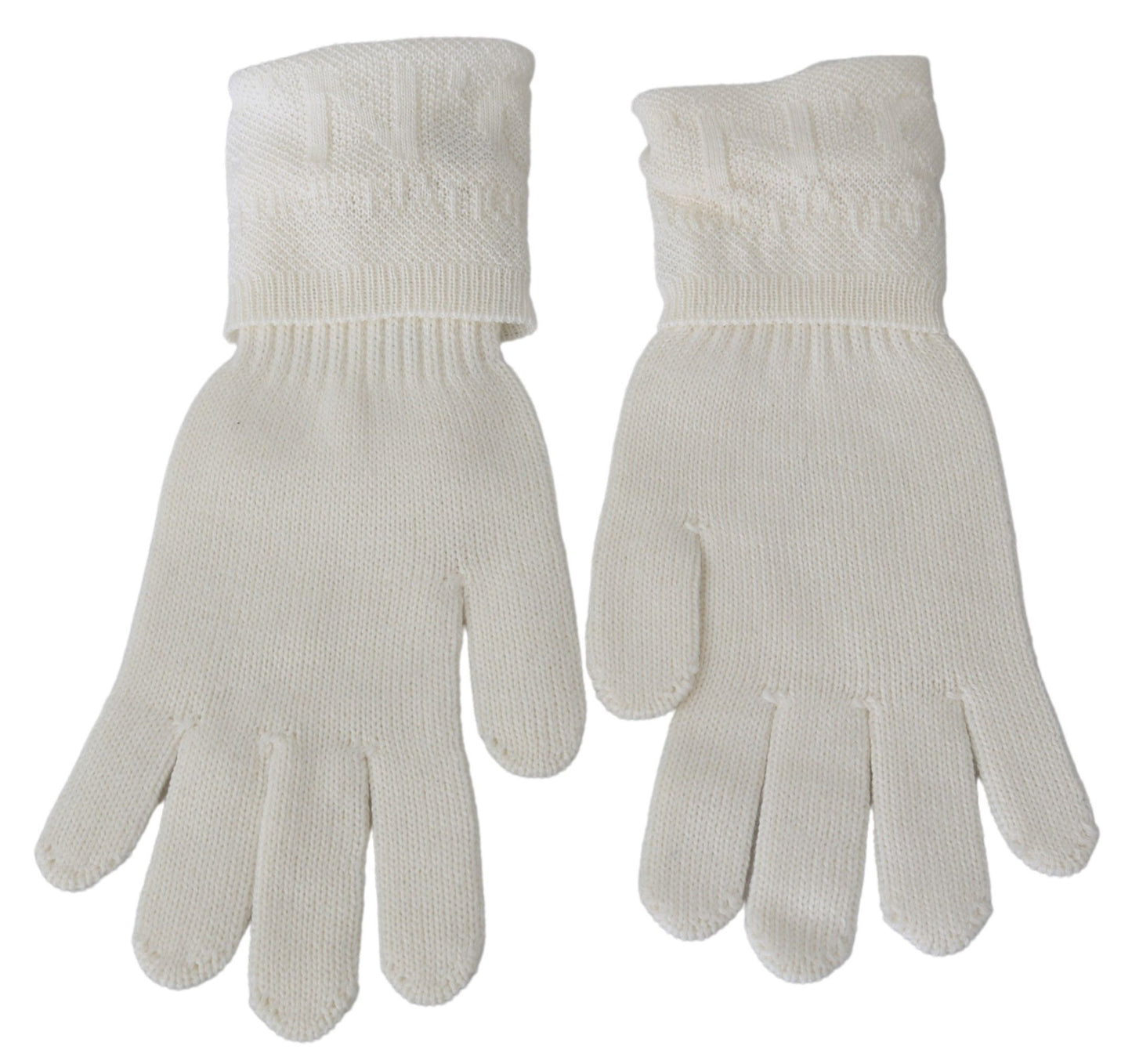 Elegant White Knitted Gloves