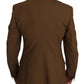Elegant Brown Wool-Silk Blend Blazer