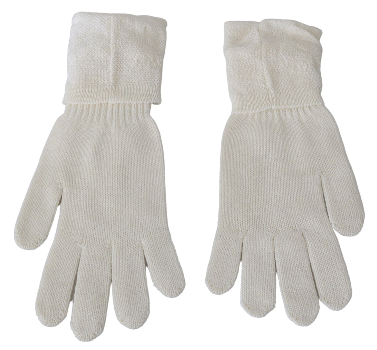 Elegant White Knitted Gloves