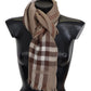 Elegant Plaid Wool Scarf with Fringes