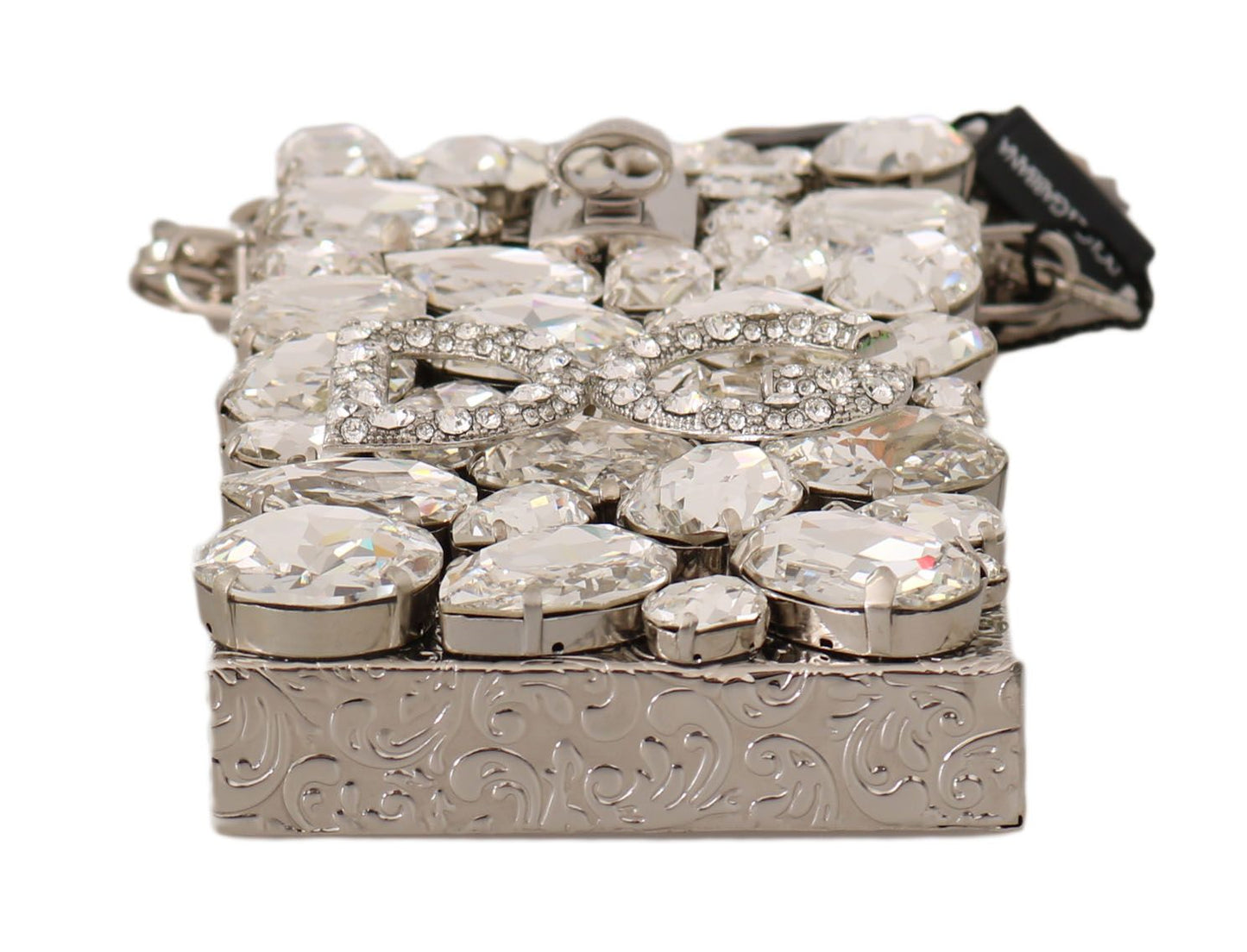 Crystal Embellished Silver Crossbody Purse