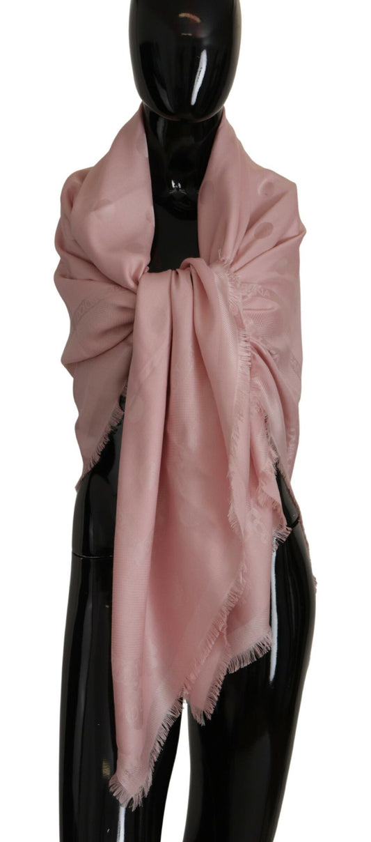 Elegant Pink Silk Blend Logo Scarf