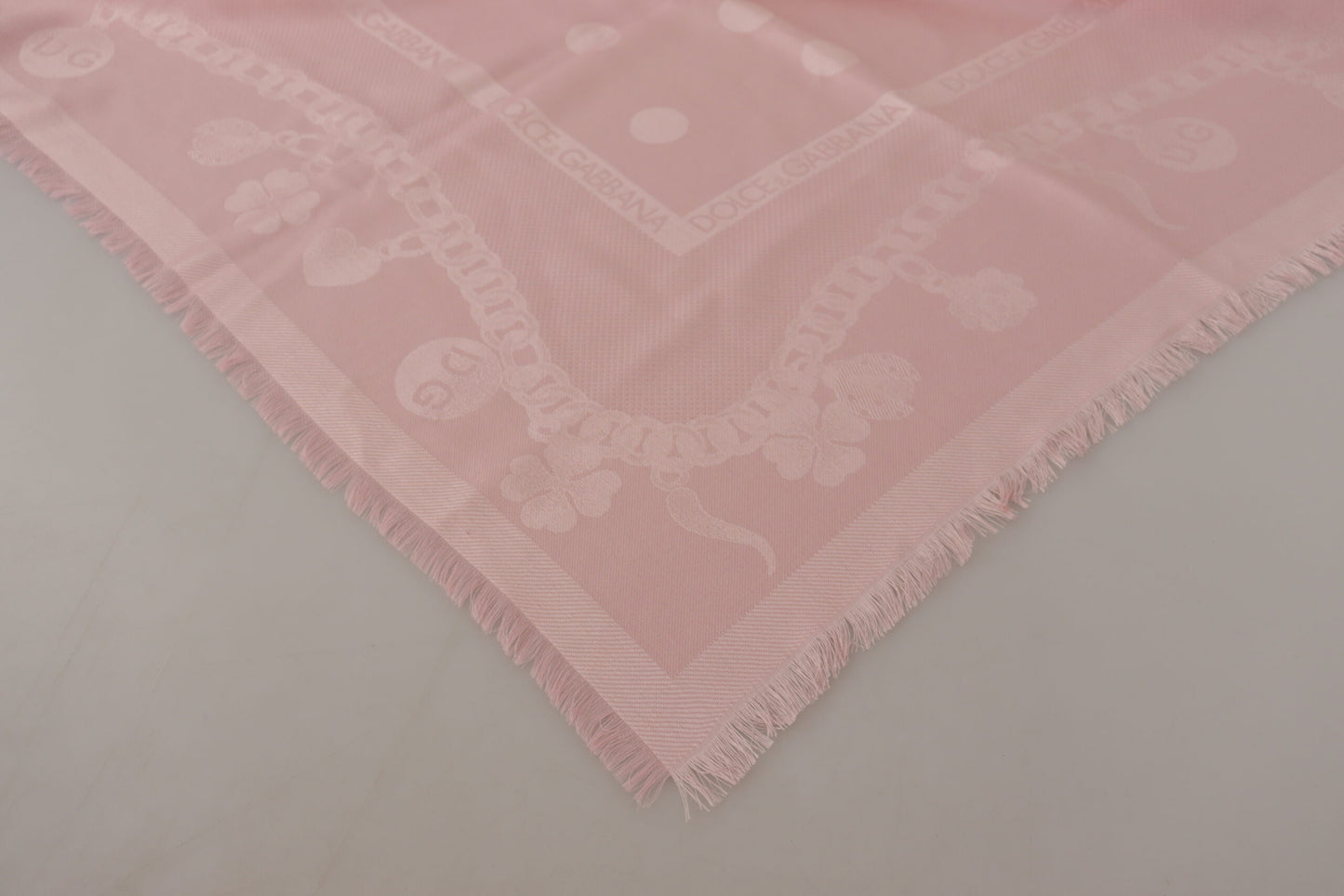 Elegant Pink Silk Blend Logo Scarf