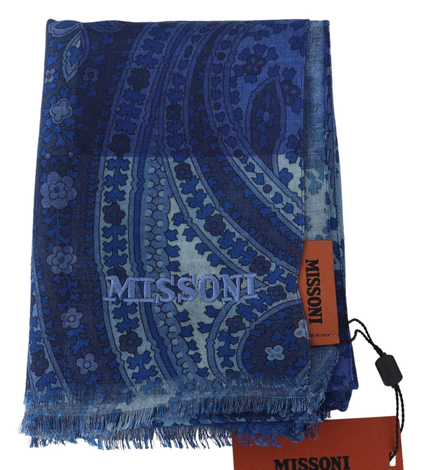 Floral Wool Scarf with Fringes